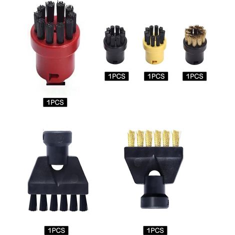 Lot de 6 Accessoires pour Nettoyeur Vapeur Karcher Easyfix SC1 SC2 SC3 SC4 SC5 Kit, Comprenant Brosses Accessoire Nettoyeur Vapeur, Brosse Pièces de Rechange (1/5)