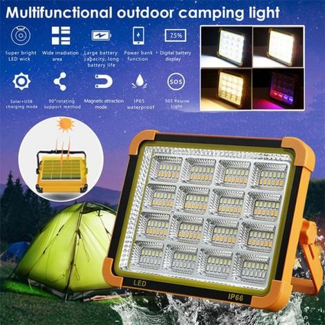 Projecteur LED Rechargeable - - 1000W - 4 Modes - Batterie 10000mAh - Étanche IP65 (1/4)