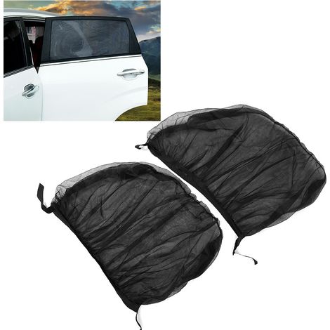 Lot de 2 pare-soleil anti-moustiques pour vitres latérales arrière de voiture, protection UV, accessoire universel (1/5)