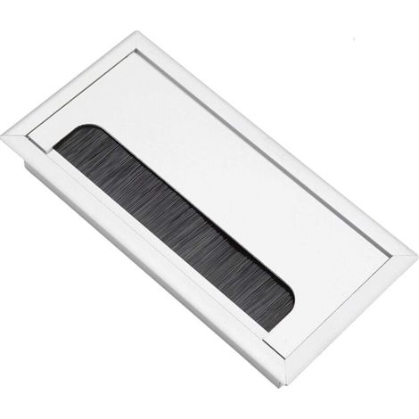 Pasacables empotrado para escritorio, salida de cables para instalación empotrada en escritorio, organizador de cables, con sello de cepillo, plateado, 160 x 80 mm (1/4)