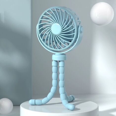 QORVA-Ventilateur Poussette, Ventilateur portable, Ventilateur de bureau Rechargeable Mini ventilateur de refroidissement pour bébé avec Trépied Flexible pour lit d'enfant Tapis roulant Siège Auto (1/4)