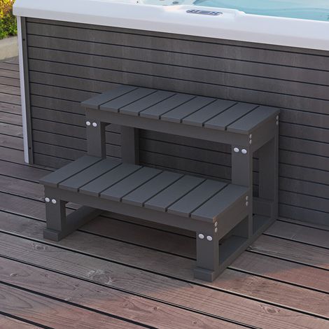 HOME DELUXE - Outdoor Whirlpool Treppe MASI - Maße Maße: 62 x 54 x 40 cm I Whirlpool Stufen, Treppe, Wirlpool Einstieg Whirlpool Spa Treppe Pool (1/7)