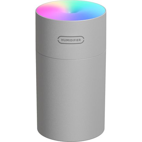 Mini humidificateur d'air USB 270 ml avec lumière colorée pour la maison, le bureau, la chambre, gris (1/5)