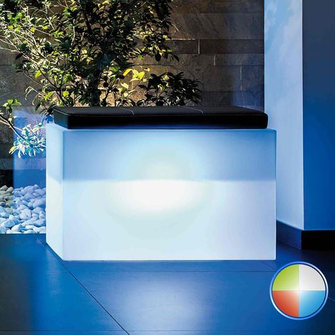 Panchina luminosa moderna di design con cuscino 80 cm in polimero resistente con LED multicolor per interno ed esterno - Made in Italy - Monacis