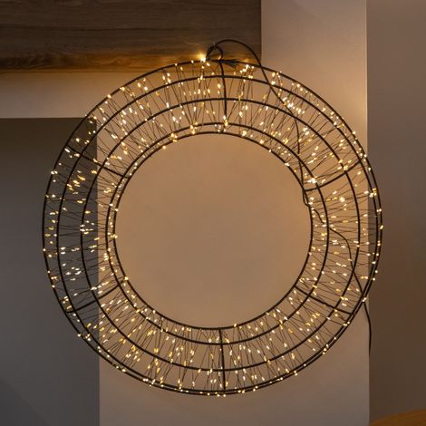 50cm Light up 3D Metal Christmas Wreath with 720 Warm White LEDs (1/5)
