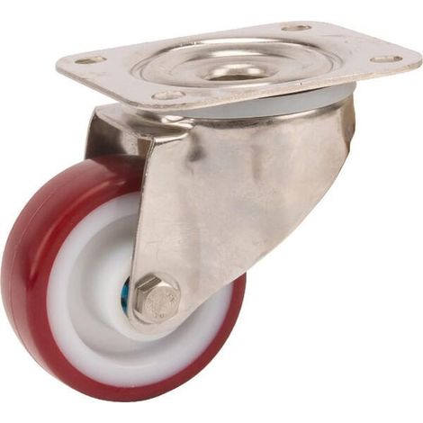 Roulettes pivotantes en acier inoxydable à bandage en matière synthétique TENTE 8470UAD080P62 (1/3)