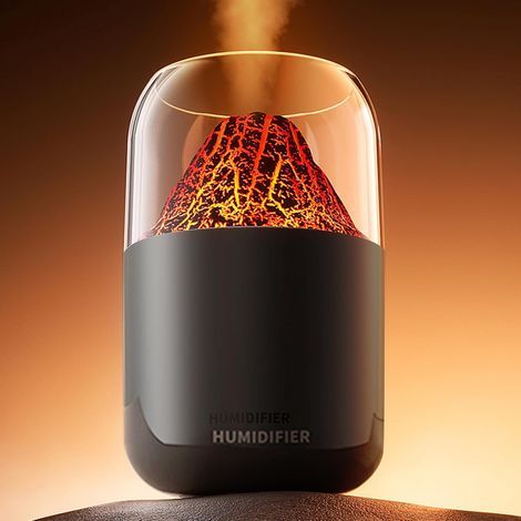 Volcano Mini Portable Humidifier, 300ml, Small Cool Mist Humidifier, USB Personal Desktop Humidifier - Ultra Quiet - Black (1/5)