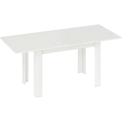 Table de salle à manger extensible rectangulaire 140-180x80cm, table de cuisine blanche pour 6 à 8 convives (1/5)