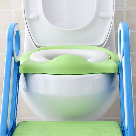 Asiento de inodoro de escalera de bebé ajustable azul verde -67 (L)×37 (W)×9.8 (H)