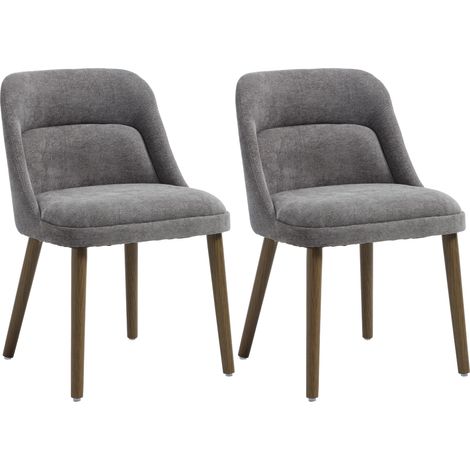 Wahson Modern Dining Chairs Chenille 2PCS, Kitchen Chairs with Backrest and Wood Legs for Dining Room Bedroom Living Room, Gray
