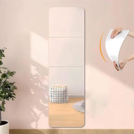 4 Pièces Miroir Autocollant, 20 X 20 cm Acrylique Miroir Adhésif Porte, Miroir Collant Muraux Carrés Flexible Miroire Deco pour (1/4)