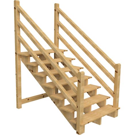 Terrassentreppe VENEZIA mit Treppengeländer beidseitig, 7 Stufen, H122cm B120cm, ohne Setzstzufen