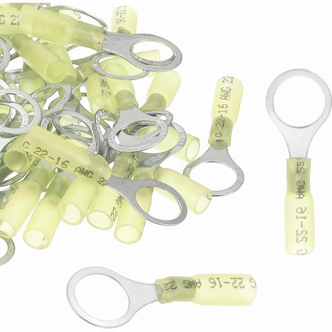 100pcs Bague De Raccord Thermorétractable 3/8" Jaune (1/5)