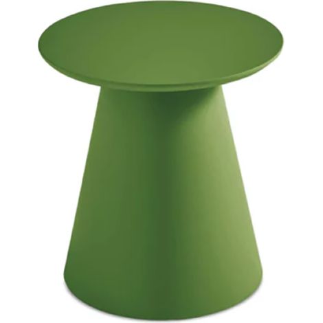 Tavolino rotondo con piano in legno e base in metallo Verde - TRIADE Small (1/2)
