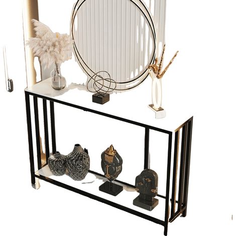 Table Console, Plateau en Pierre Sinterisée, Style Moderne, BLANC (1/5)