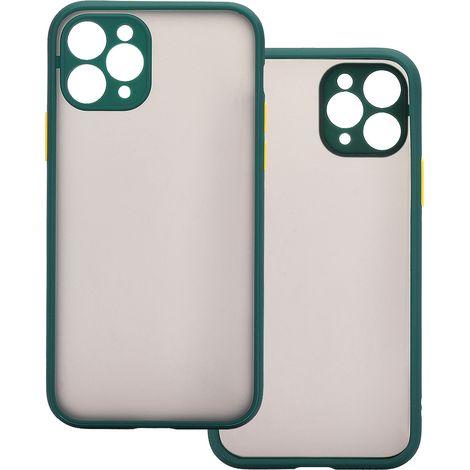 Lot de 2 coques de téléphone à texture givrée translucides anti-chute avec touches colorées pour iOS 11 Pro