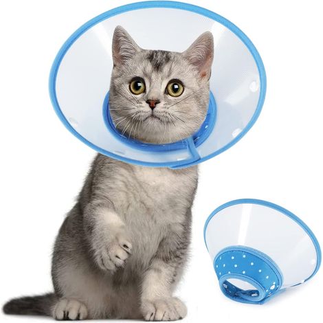 Cône de Récupération Chat Vivifying Réglable 14, 5-20, 3cm Bleu Taille M, Animal Compagnie, Confort, Robuste (1/5)