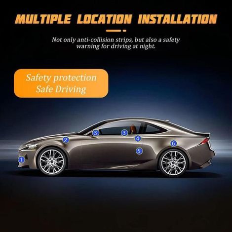 Autocollants réfléchissants pour voiture, lot de 6 bandes de protection anti-collision, autocollants 3D en fibre de carbone pour (1/5)