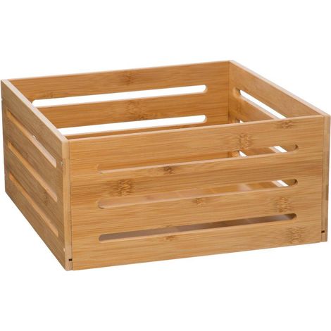 5Five Simply Smart – Boite de rangement carrée en bambou 31 x 31 x 15 cm – Durable et élégant – Pour salle de bain, cuisine ou balcon