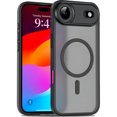 Funda para iPhone Air, compatible con MagSafe, acabado mate con protección para la cámara, color negro + protector de pantalla. (1/5)