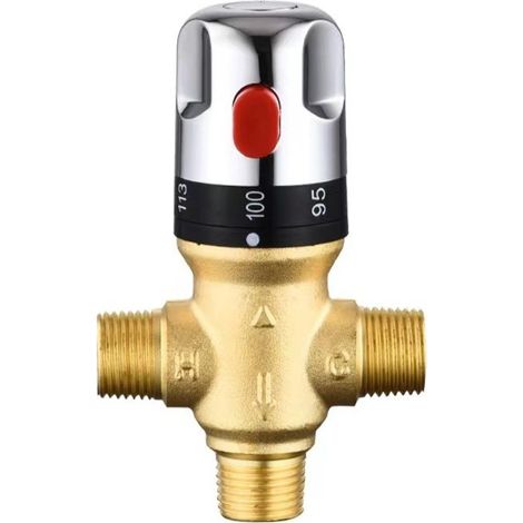 Mitigeur thermostatique réglable de salle de bains mitigeur d'eau en laiton vanne de contrle de température de mélange d'eau chaude/froide (1/5)