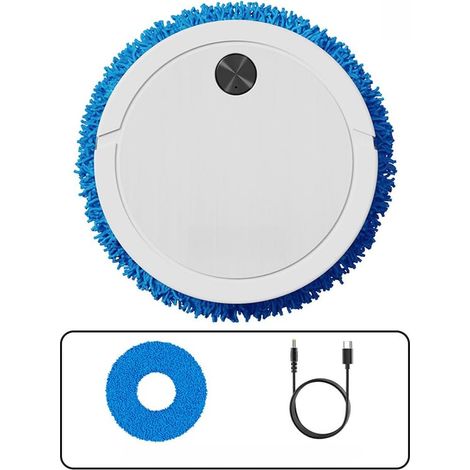 Robot aspirateur en plastique 23 cm design fin (blanc) Navigation intelligente, évite les meubles, mode nuit silencieuse, 23 cm de diamètre, câble rechargeable USB inclus (1/5)