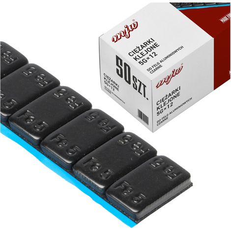 Contrapesos adhesivos de 5 g x 12, negros, para llantas de aluminio, 50 piezas, para equilibrado. (1/4)