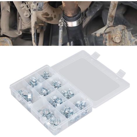 Lot de 60 mini colliers de serrage galvanisés, attaches pour tuyaux, colliers de serrage robustes de style européen, colliers à double oreille (1/5)