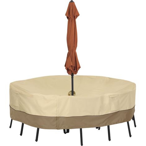 Housse pour Ensemble Table ET CHAISES avec Trou pour Parasol – M (1/5)