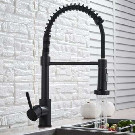 Robinet de cuisine avec ressort de pulvérisation rotatif à 360°, 2 modes de pulvérisation, évier chaud et froid, lavabo, double sortie d'eau rotative, robinet universel anti-éclaboussures (1/4)