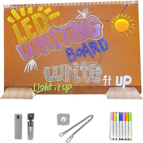Tableau mémo effaçable à sec LED multicolore (7 couleurs) - (1/5)