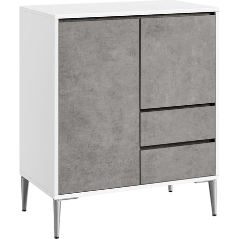 Aparador mueble almacenaje 2 compartimentos con puerta y balda regulable en altura 2 cajones moderno 40x70x85 cm para salón comedor 120004522