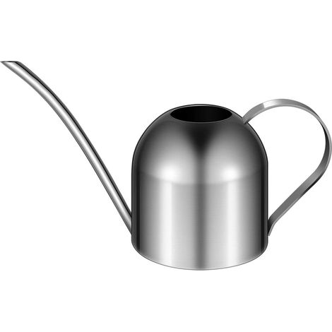 Arrosoir en acier inoxydable - 1 l - Petit arrosoir avec bec long pour plantes d'intérieur - Arrosage précis pour bonsaï et plantes succulentes - Argenté (1/5)