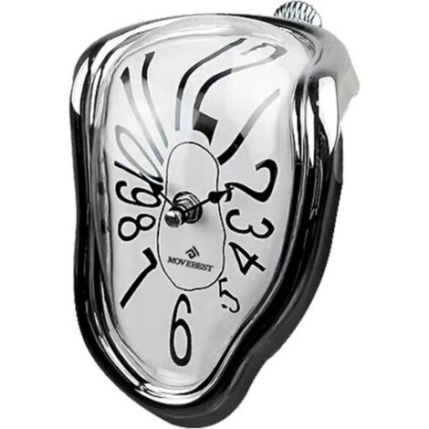royaluxe - Horloge murale torsadée créative argentée de 7 pouces Horloge d'ornement décoratif de fusion nordique Dali (1/4)