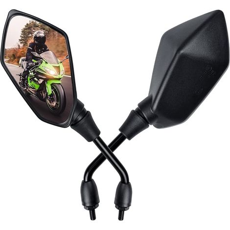 Lot de 2 rétroviseurs de moto M8 certifiés E avec filetage à droite et à gauche, rétroviseurs de moto compatibles avec scooter, scooter, VTT, cyclomoteur, vélo électrique (1/5)