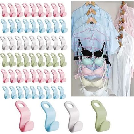 Cintre Gain De Place - Non spécifié - 60 Pcs - Plastique - 4 Couleurs - Mixte (1/4)