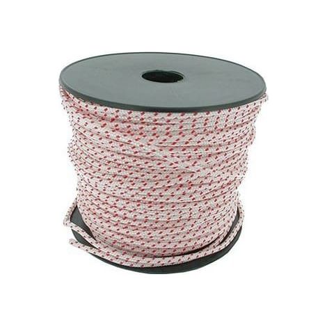 Corde lanceur polyamide blanche avec liseré rouge - Longueur 100 m - Diamètre 5 mm (1/2)