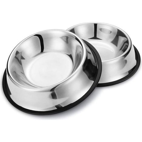 2 Pack Gamelles pour Chien en Acier Inoxydable avec Fond en Caoutchouc Antidérapant, avec Base en Caoutchouc pour Chiens 25.5 CM (1/5)