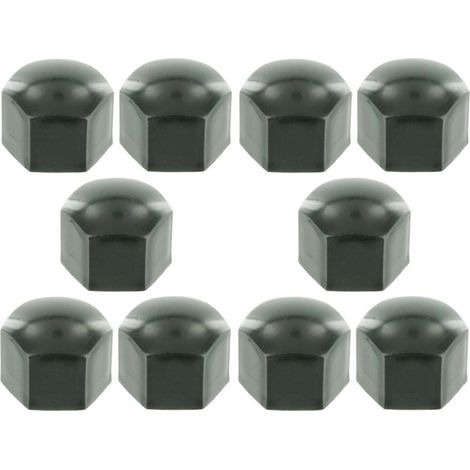 10x Schwarze Sechskantmutternabdeckung/Schutzkappe aus Polyethylen-Kunststoff, M6 x 10 mm (1/2)