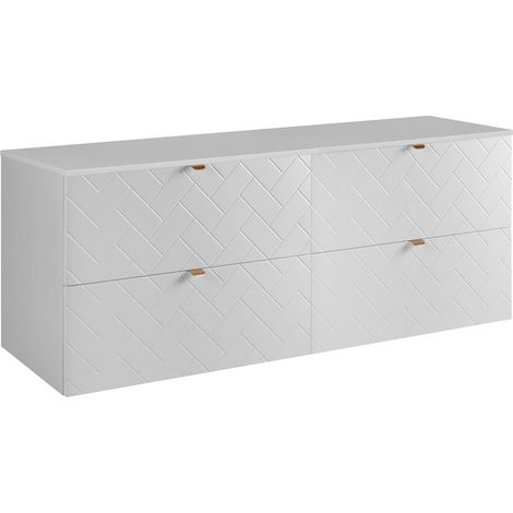 Mobile da bagno, Bianco Opaco, 160 x 57 x 46 cm, Maniglie Dorate (1/5)