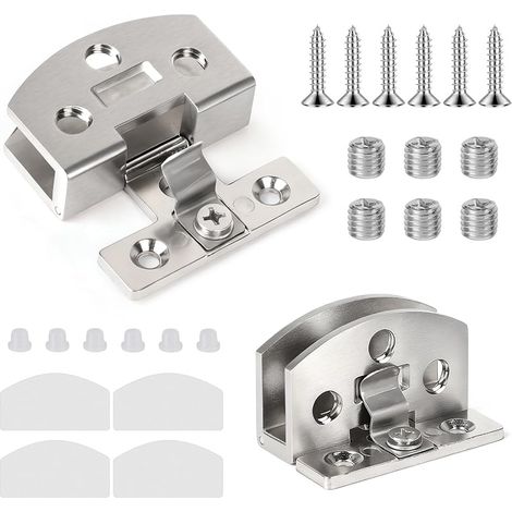 x Türscharniere aus gehärtetem Glas für 3-7 mm dicke Glastüren, gebürstete Oberfläche, inklusive Schrauben und kratz- und rutschfesten Gummipads (1/5)