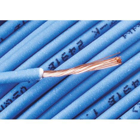 Fil électrique RS PRO, 32 1 mm² 17 AWG, 500 V, Zéro halogène Bleu, 100m ( Prix pour Bobine de 100 Mètres )