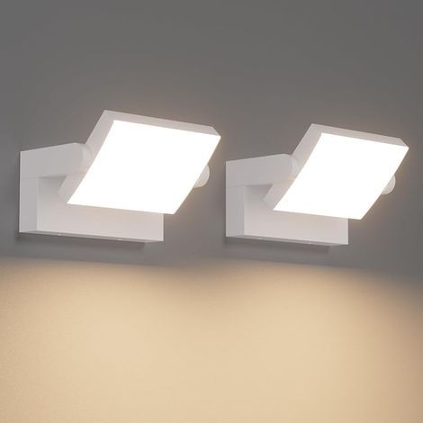 2 Pcs 24W Applique Murale LED Extérieure Intérieur Rotatif, Éclairage Mural Imperméable IP65 Moderne, Lampe Murale pour Jardin Entrée Balcon, Blanc, 1500LM, Blanc Chaud 3000K (1/5)