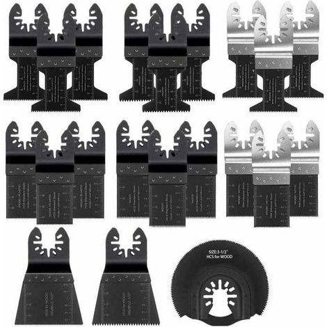 Lame de Scie Oscillante, 21PCS Mixte Outil Multi-Usage Kit, avec Accessoires de Universel Outil Multifonction Oscillant à Libération Rapide pour Coupe General Multi-Tool (Noir)..