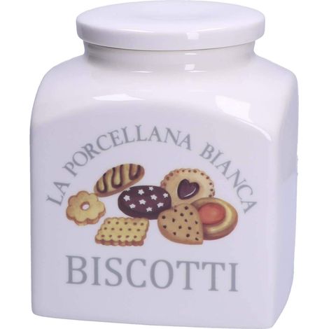 La Porcellana Bianca - Biscottiera Porcellana Decorata in Gift Box - Conserva, Barattoli e Contenitori - Barattoli Cucina - Porcellana - 3500 cc 15,5x15,5xh20 cm