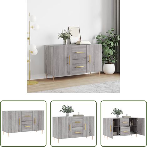 vidaXL Metallbeine - Sideboard Grau Sonoma 100x36x60 cm Holzwerkstoff (1/5)