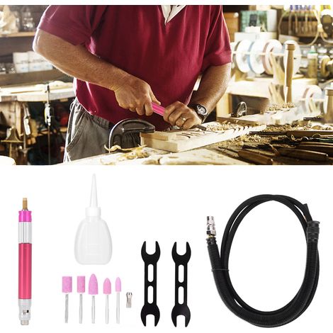Stylo à graver pneumatique rouge rose, mini meuleuse d'angle 65 000 tr/min avec tube silencieux (1/5)