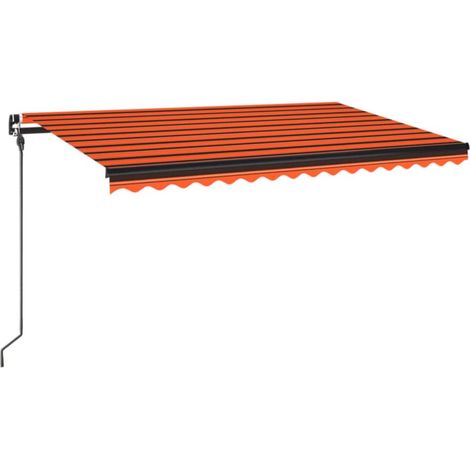 vidaXL Manual Retractable Awning with LED 400x300 cm Orange and Brown (313241+46861)