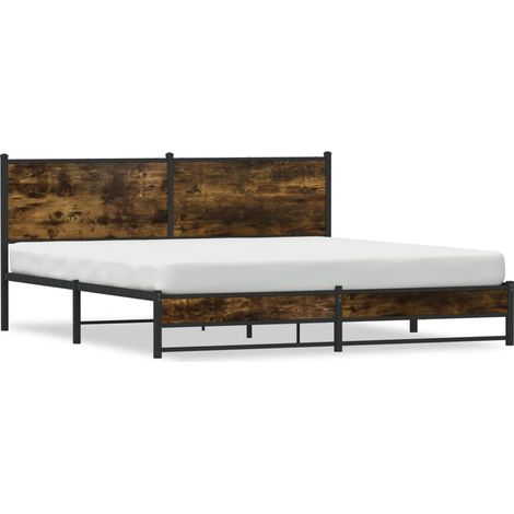 Maison Exclusive - Cadre de lit en métal sans matelas chêne fumé 180x200 cm (1/5)