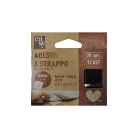 12 PZ ADESIVI A STRAPPO QUADRATI COL.NERO MIS.30X30MM